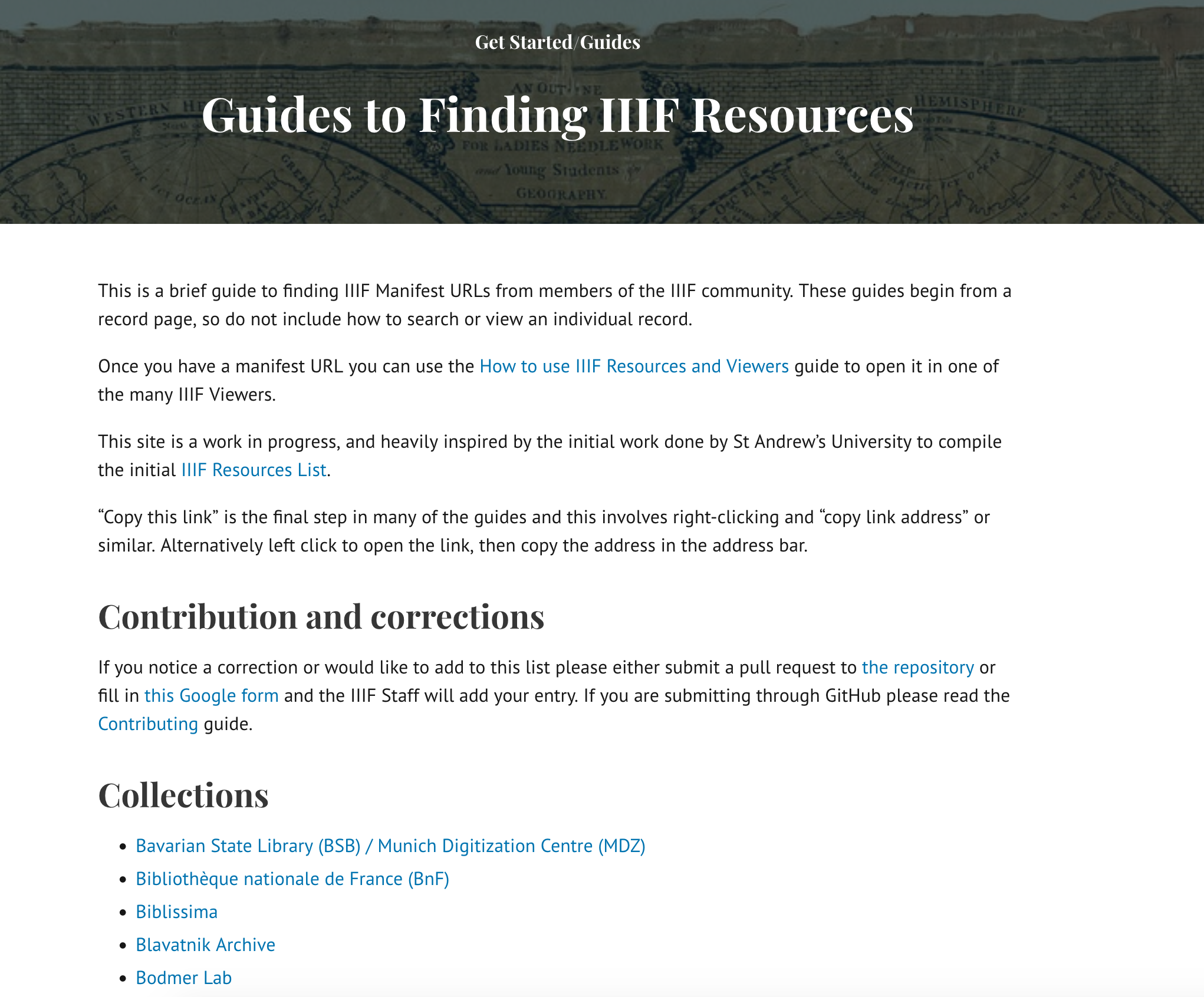 Screenshot of the Guides Website