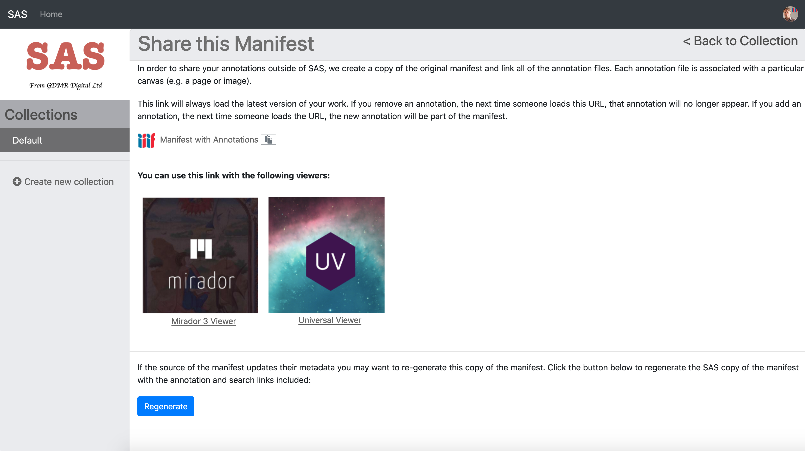 Share Manifest Screen