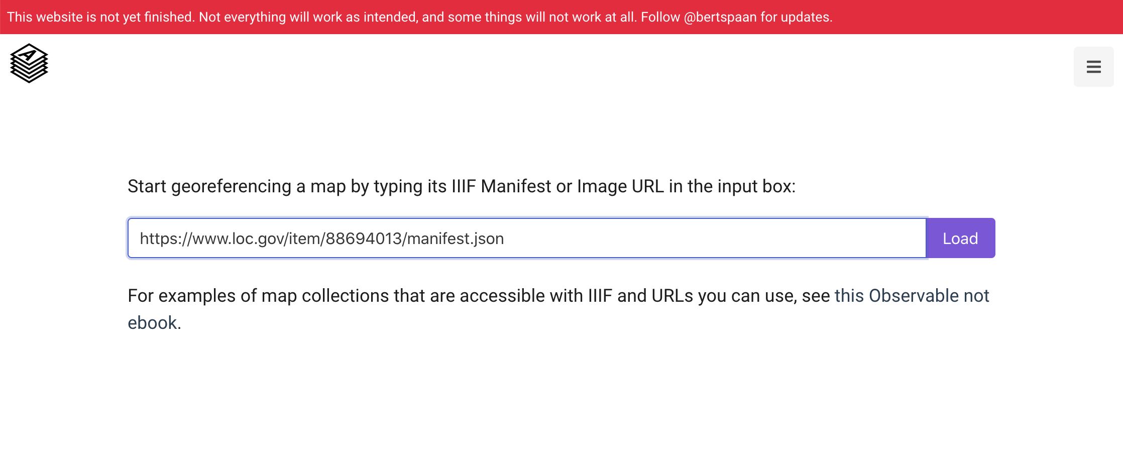 Enter IIIF Manifest URL into Allmaps