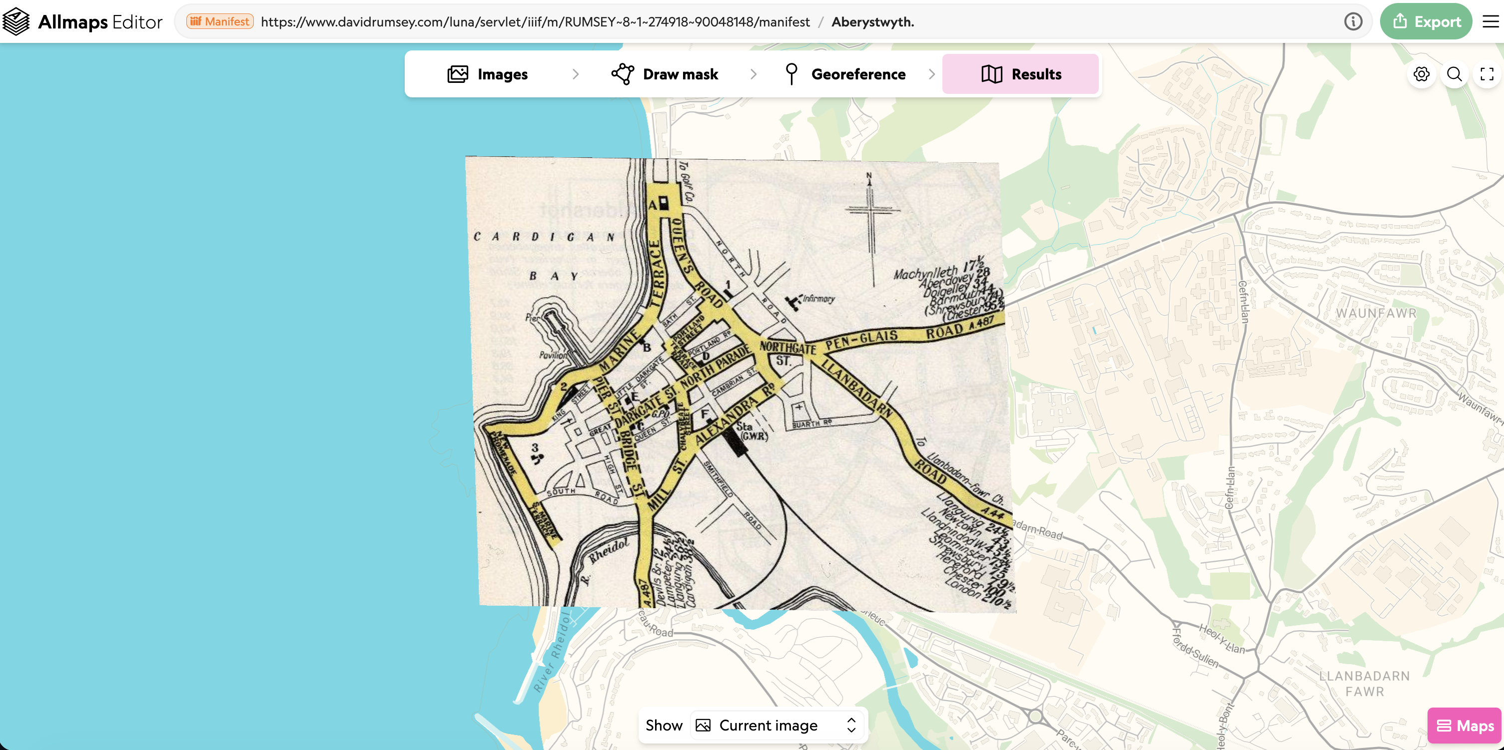 visualising the geo-referencing with allmaps