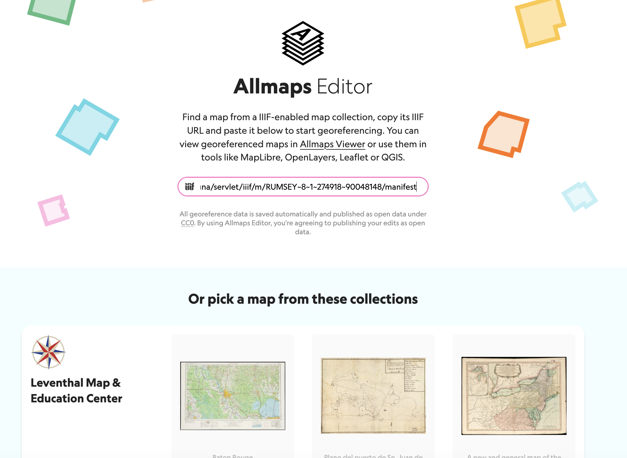 Enter IIIF Manifest URL into Allmaps