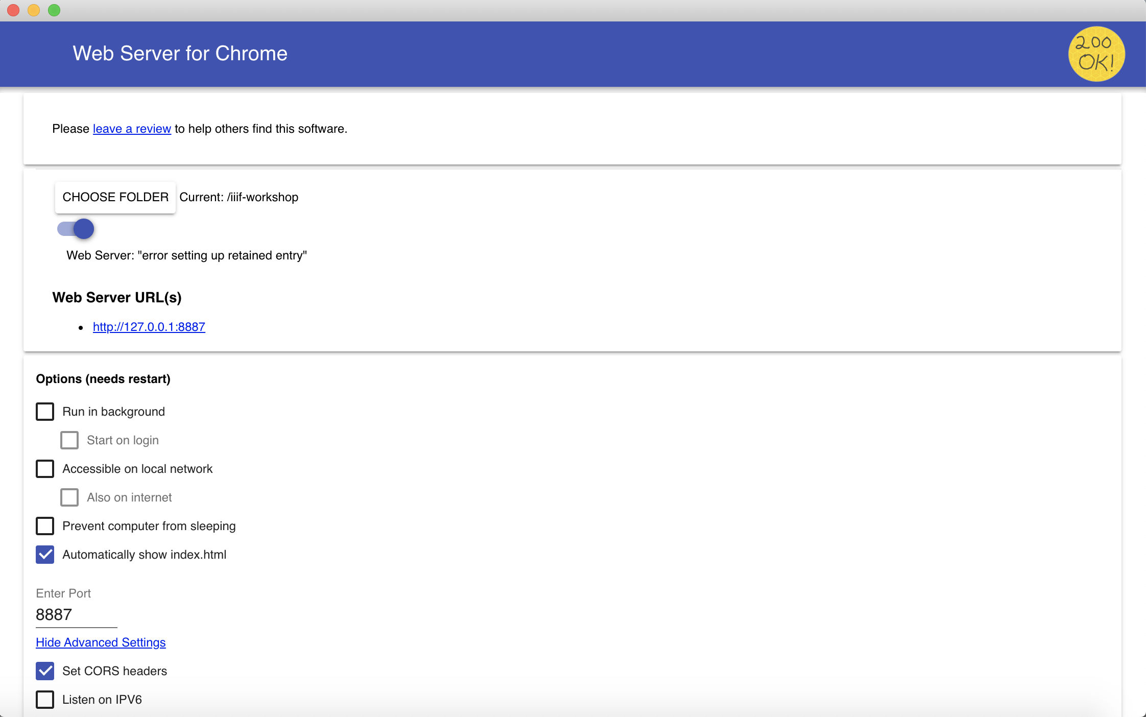 Chrome Web Server