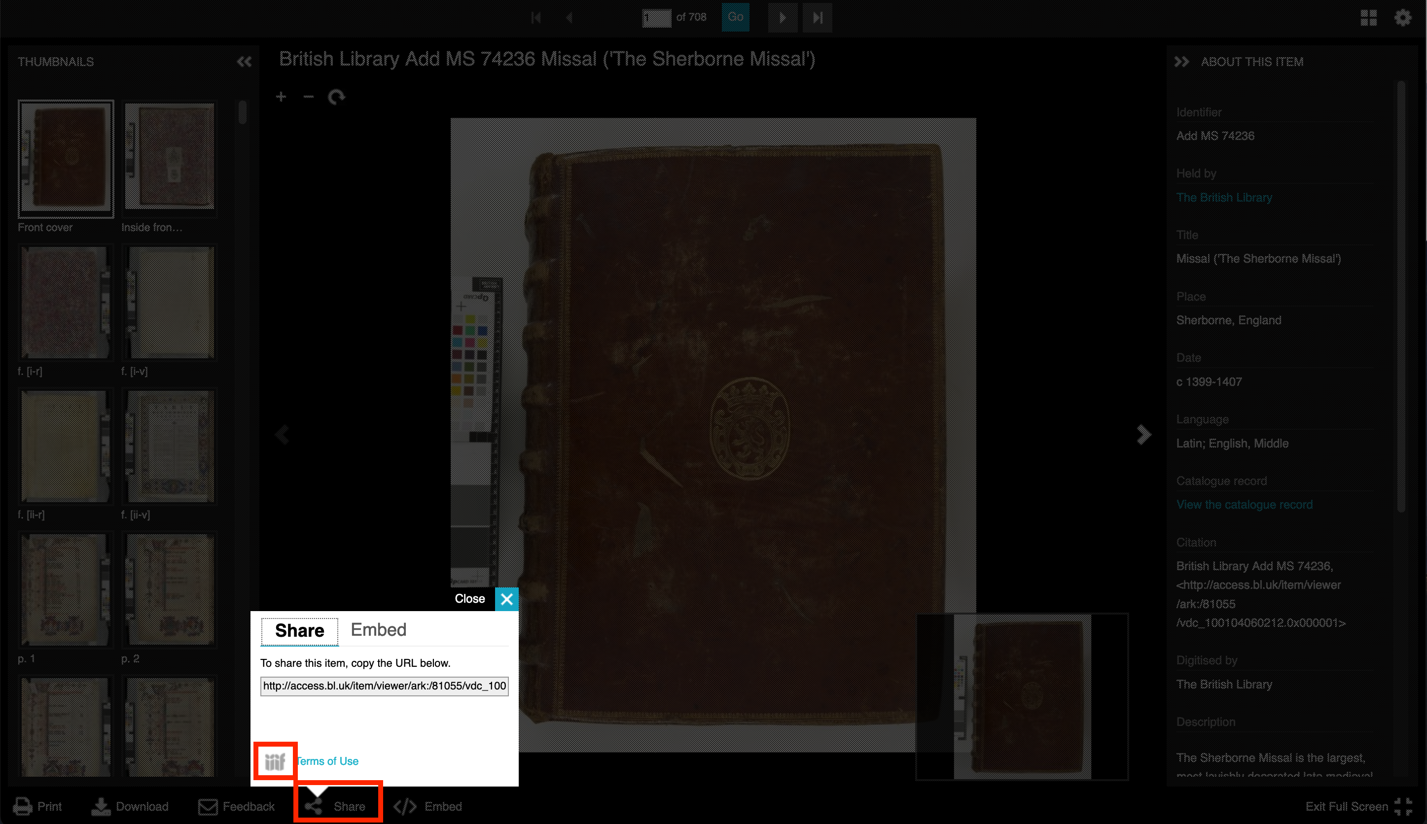 BL digital item with manifest link open