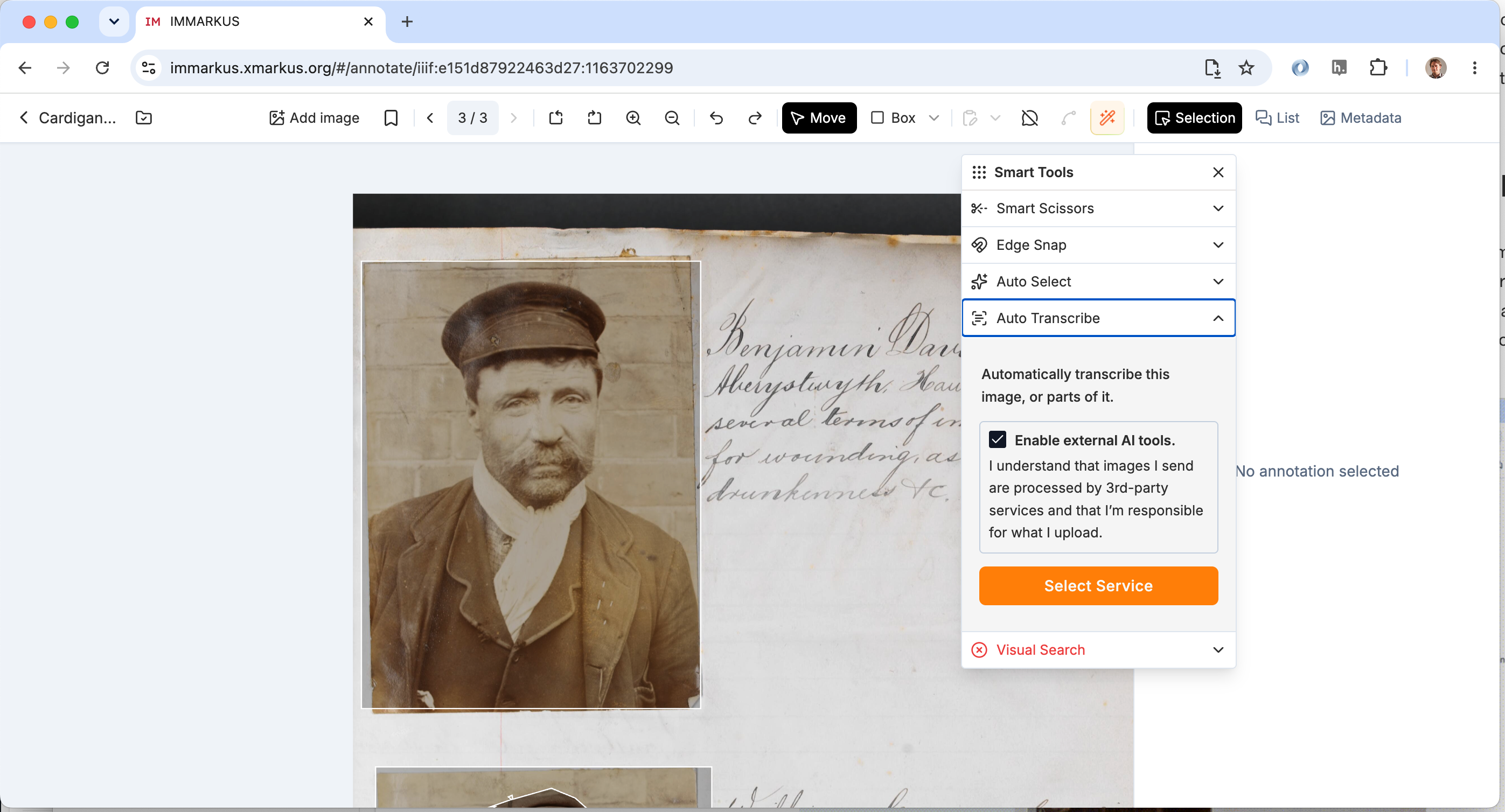 Menu item showing auto transcribe
