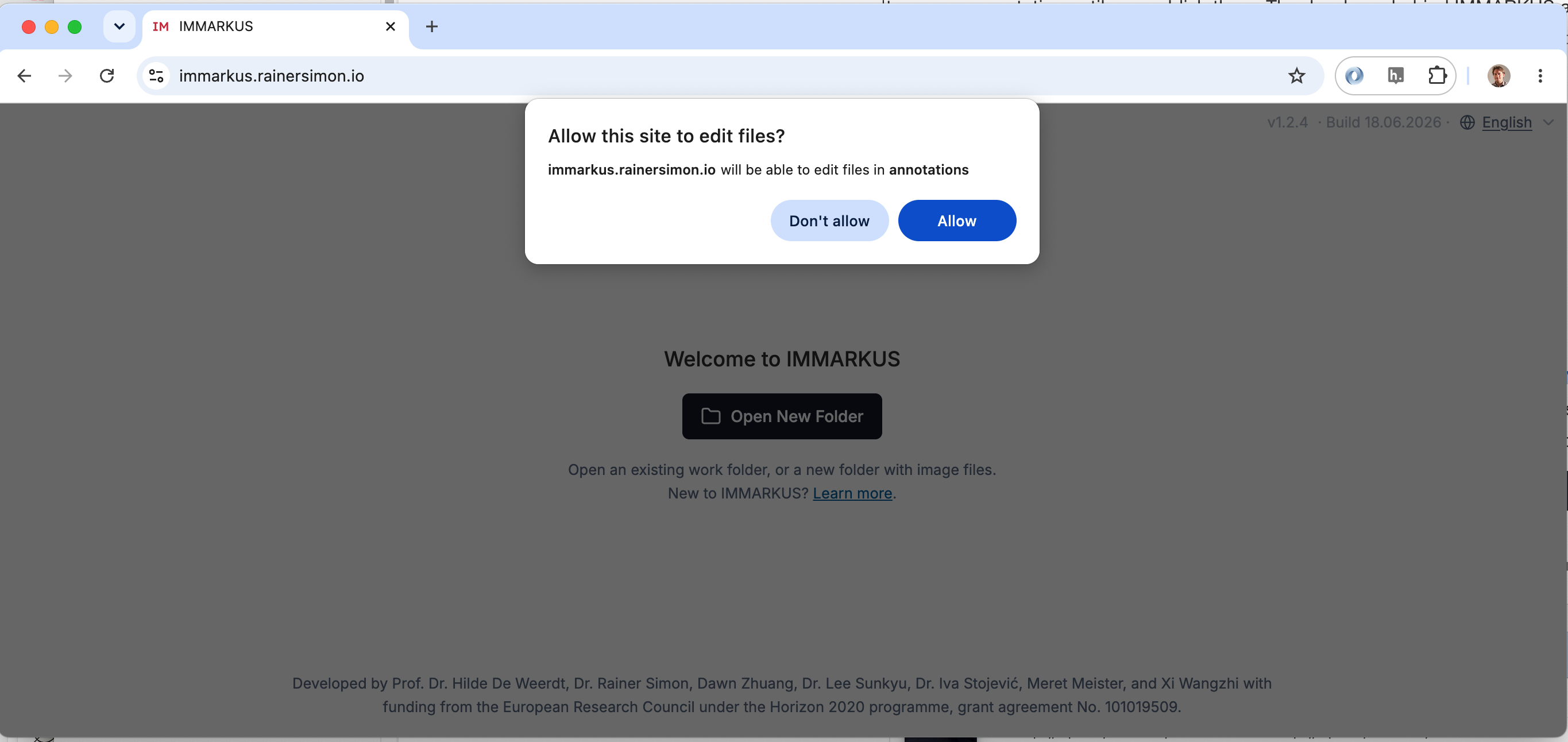 Screenshot showing the allow or disallow access to the filesystem for immarkus