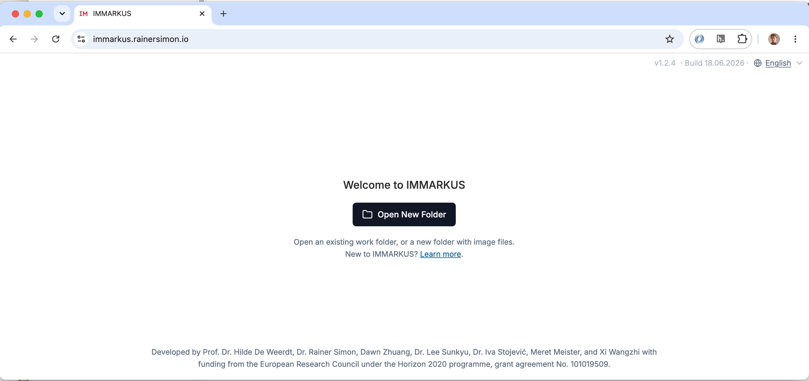 Screenshot showing the setup screen of IMMARKUS