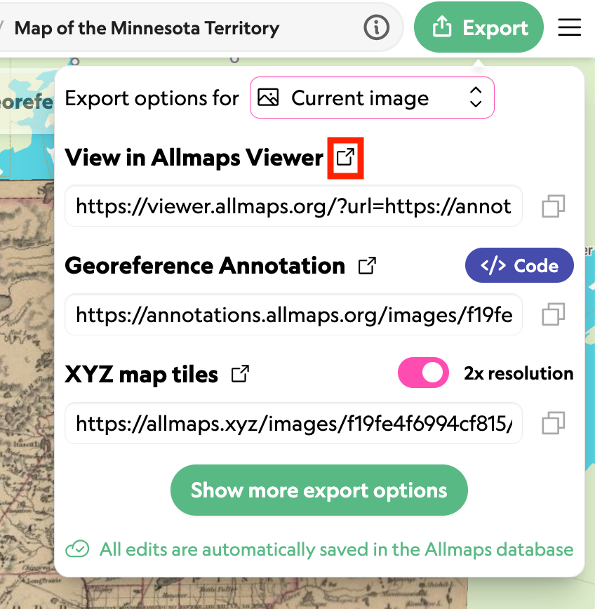 Export dialog