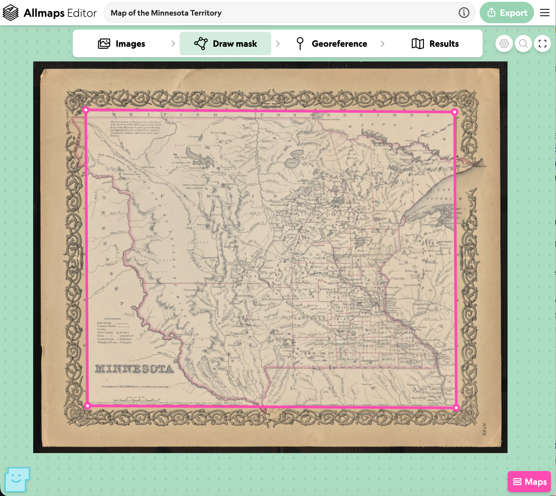 Map with a mask applied