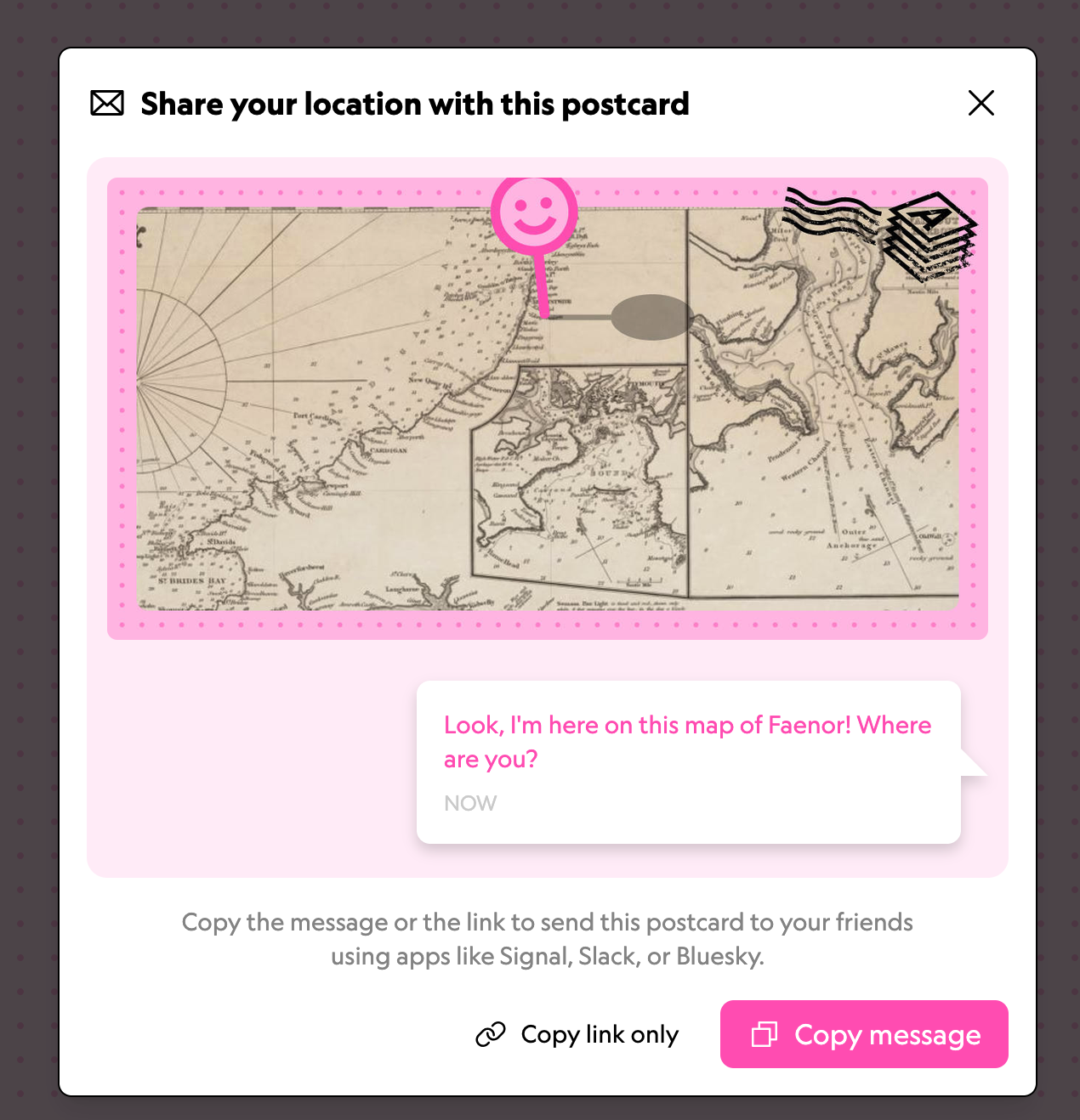 Postcard of current location