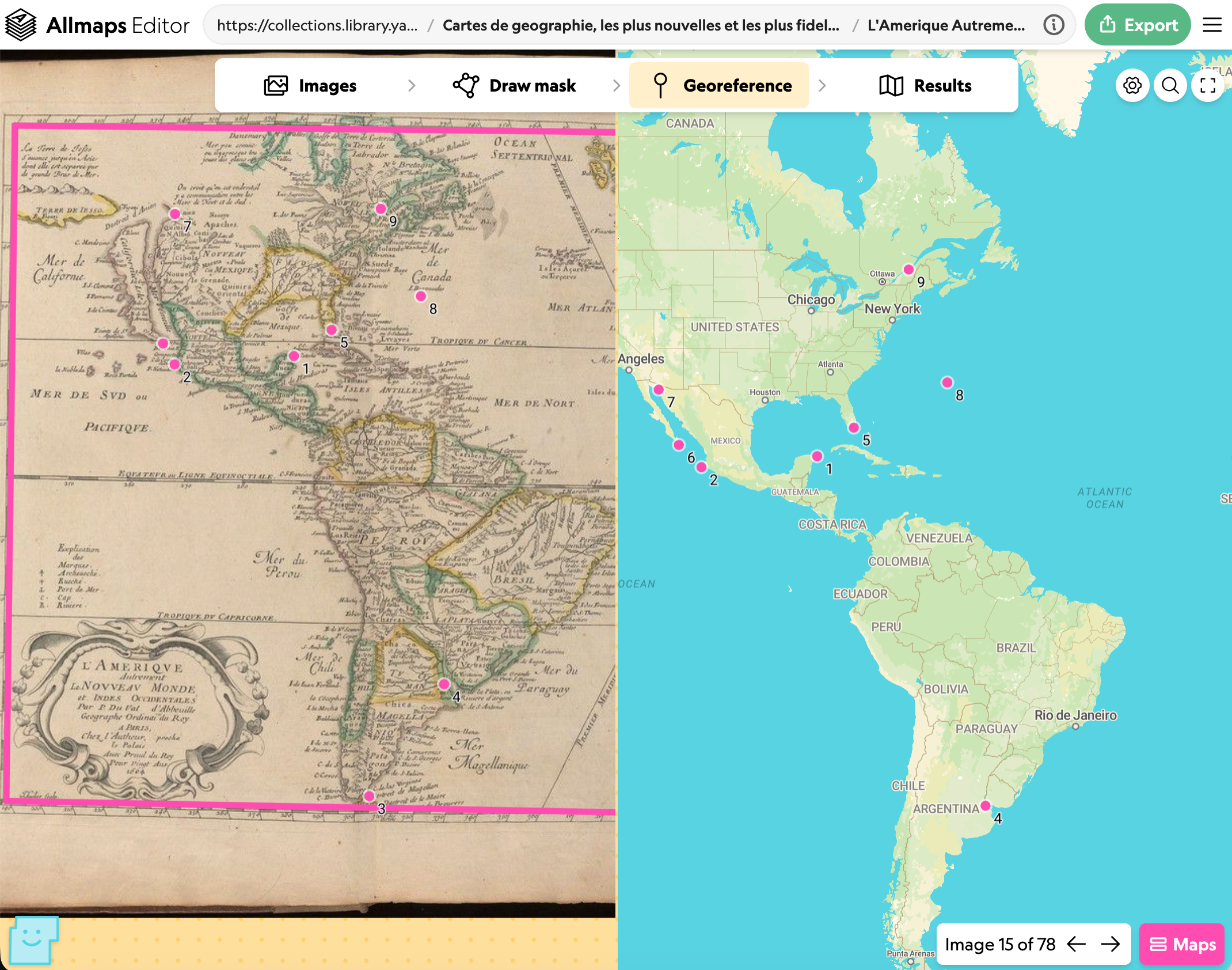Screenshot showing geo-referencing multiple images