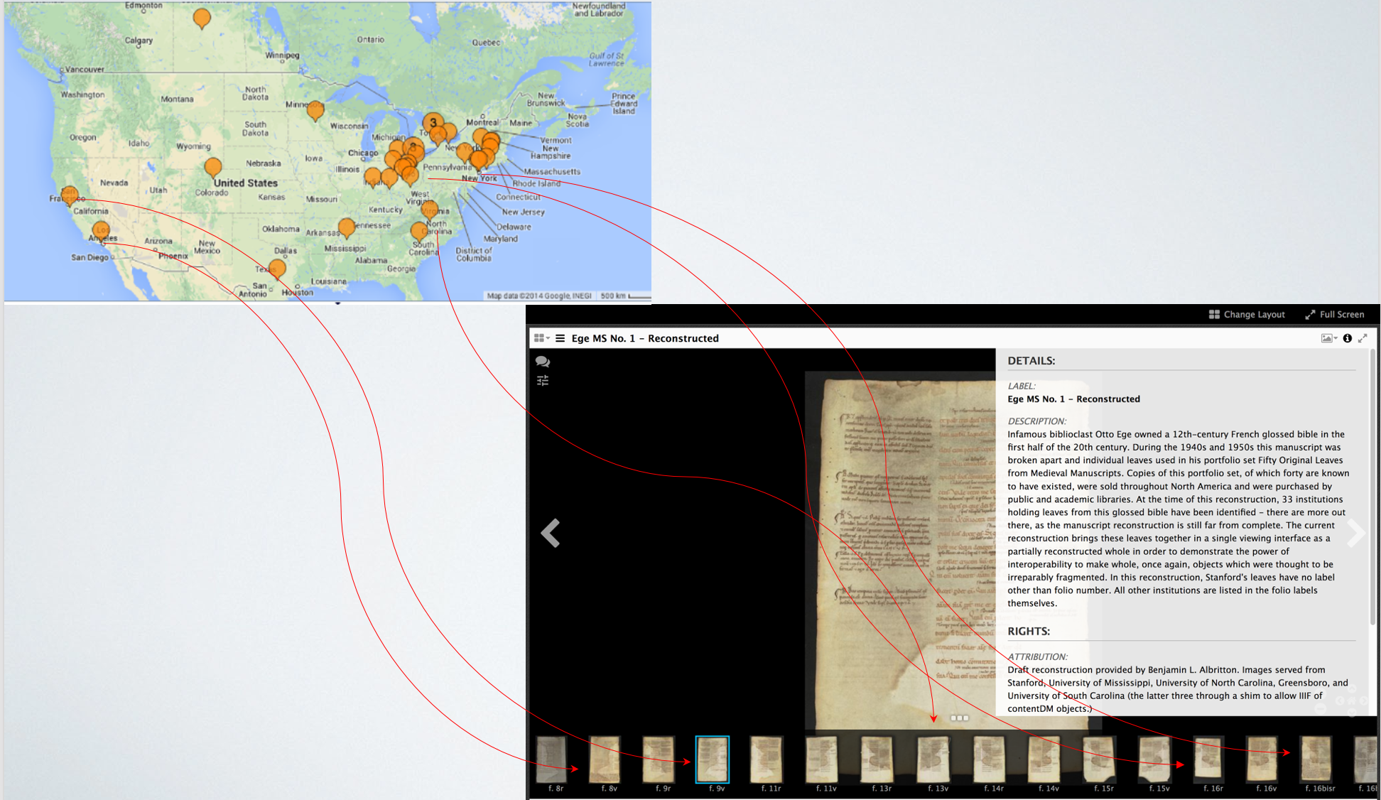 Image showing how the manuscript was constructed with remote images